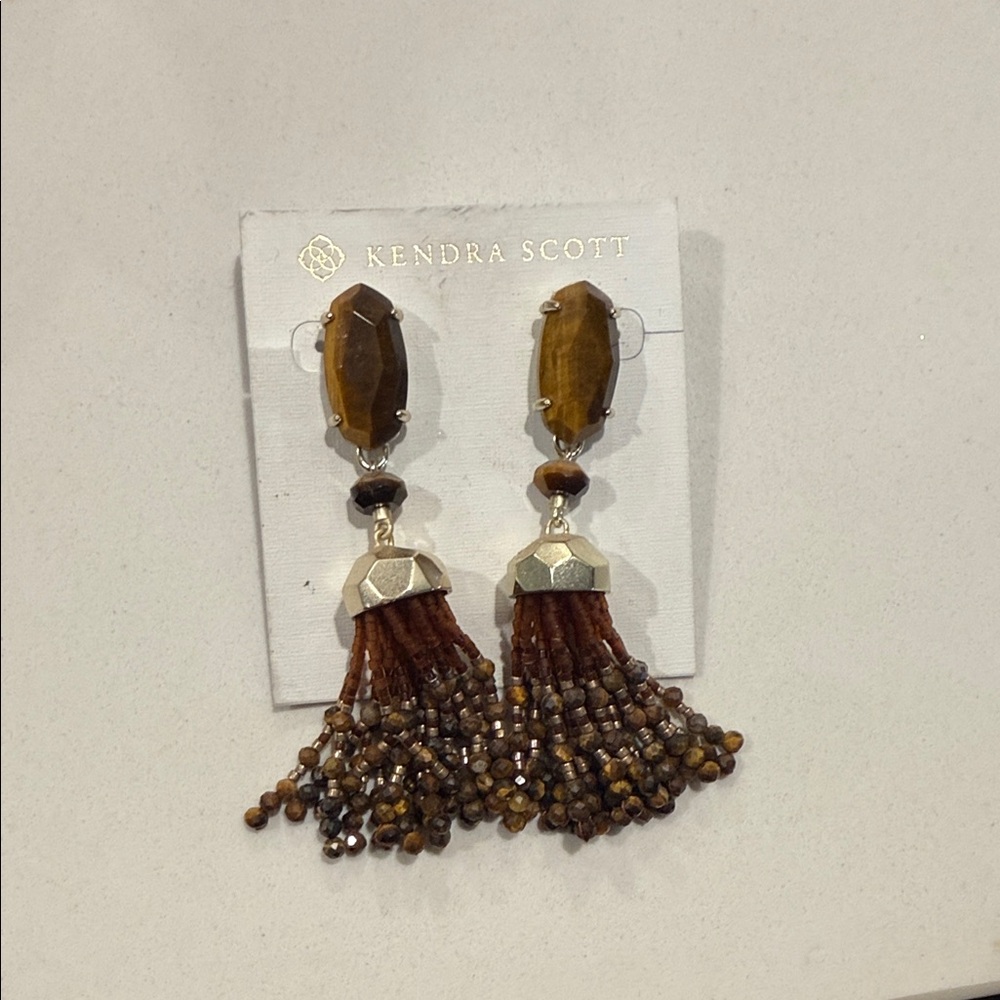Kendra Scott Gold and Brown Tassel Earrings